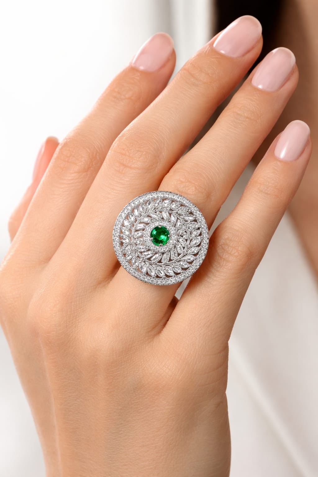 Emerald Halo Ring
